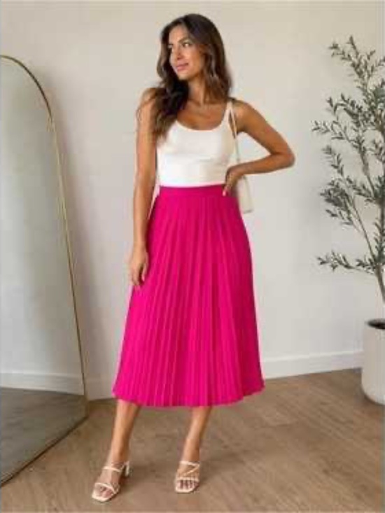 J. Crew Dresses & Skirts - J.Crew Pleated Midi Skirt Fuchsia Pink 4